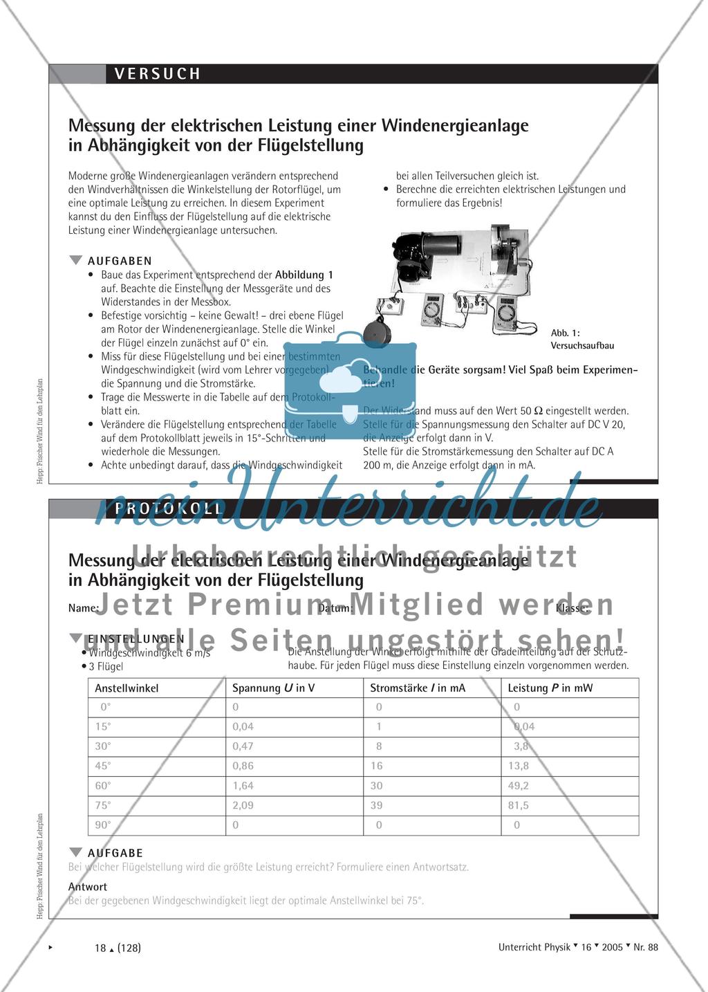 Frischer Wind für den Lehrplan - Vorschläge zur Behandlung des Themas Windenergie im Physikunterricht Preview 3
