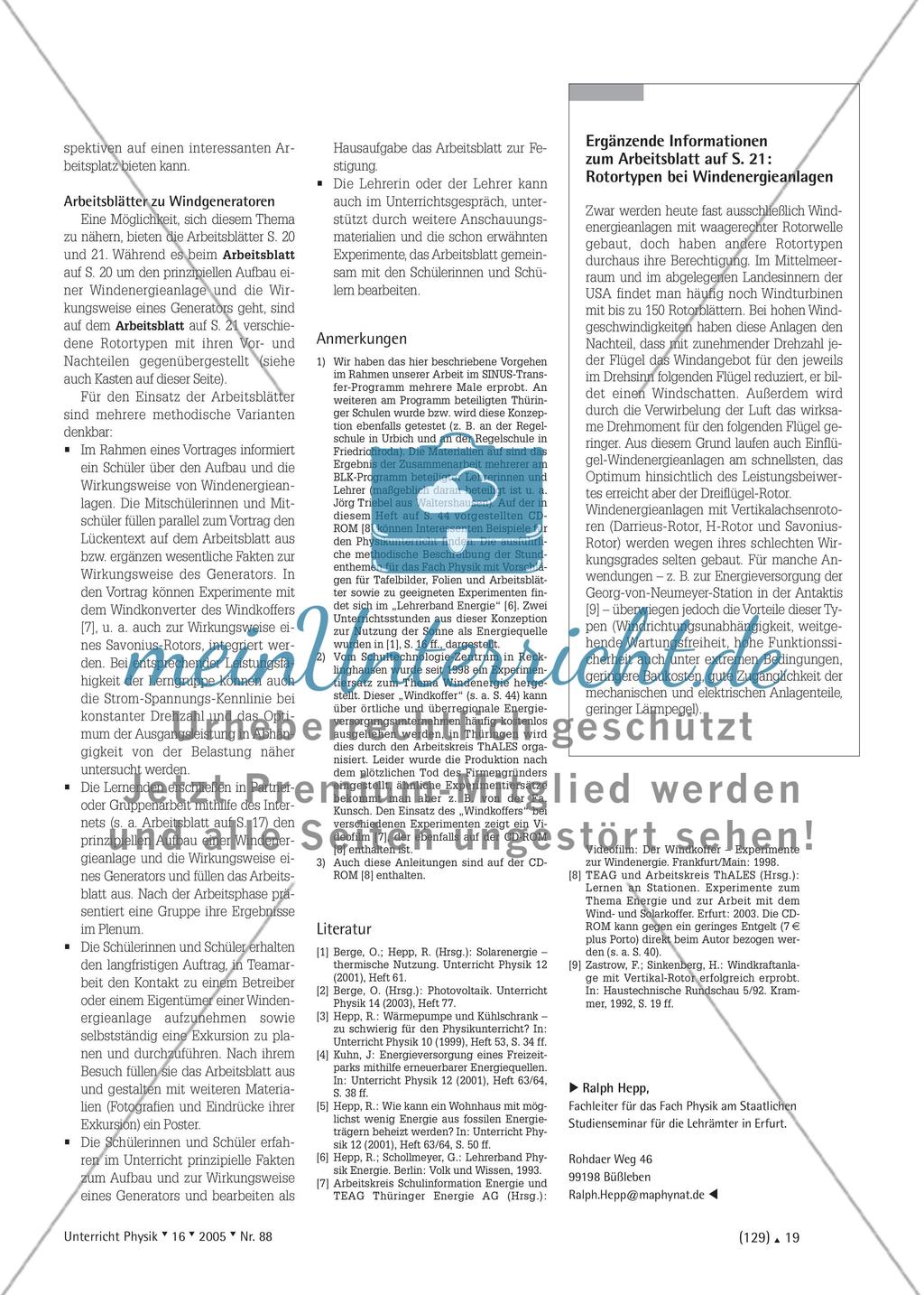 Frischer Wind für den Lehrplan - Vorschläge zur Behandlung des Themas Windenergie im Physikunterricht Preview 4