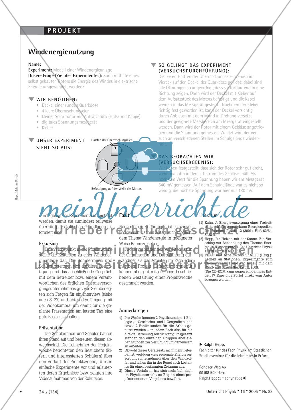 Mehr als Physik - Fächerverbindender und projektorientierter Unterricht zum Thema Windenergie Preview 3