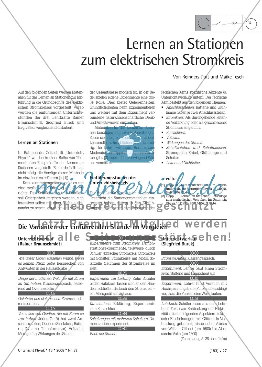 Lernen an Stationen zum elektrischen Stromkreis Preview 1