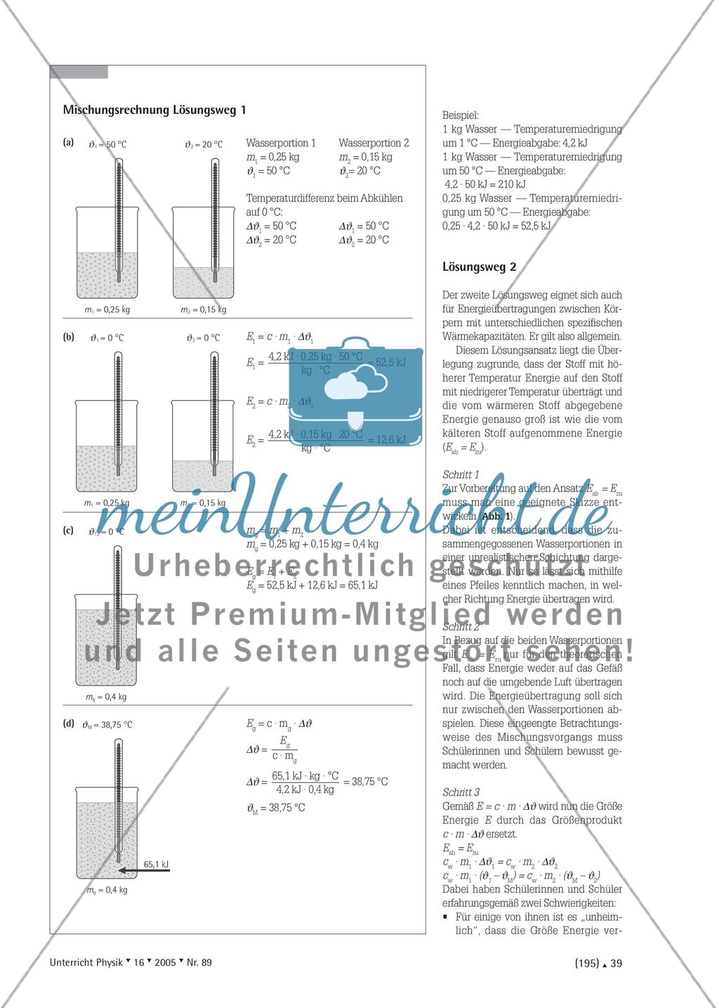 Verschiedene Lösungswege bei der Berechnung der Mischungstemperatur Preview 2