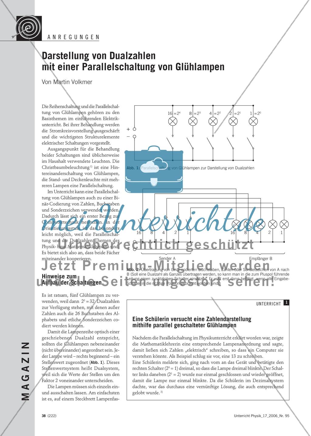 Darstellung von Dualzahlen mit einer Parallelschaltung von Glühlampen Preview 1