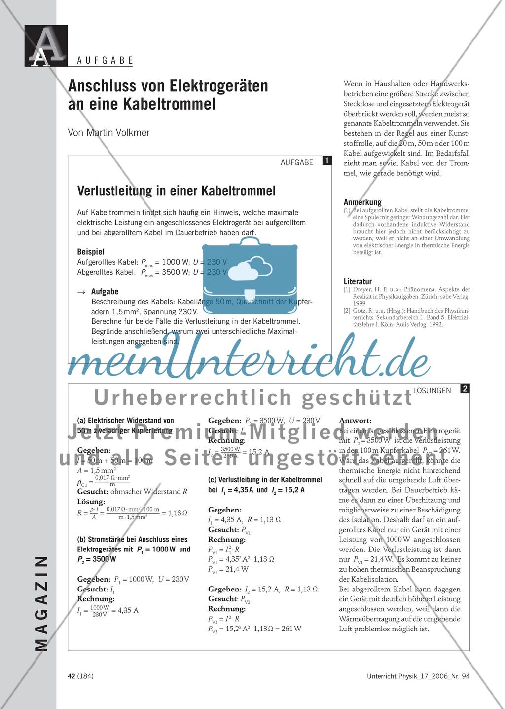 Anschluss von Elektrogeräten an eine Kabeltrommel Preview 1