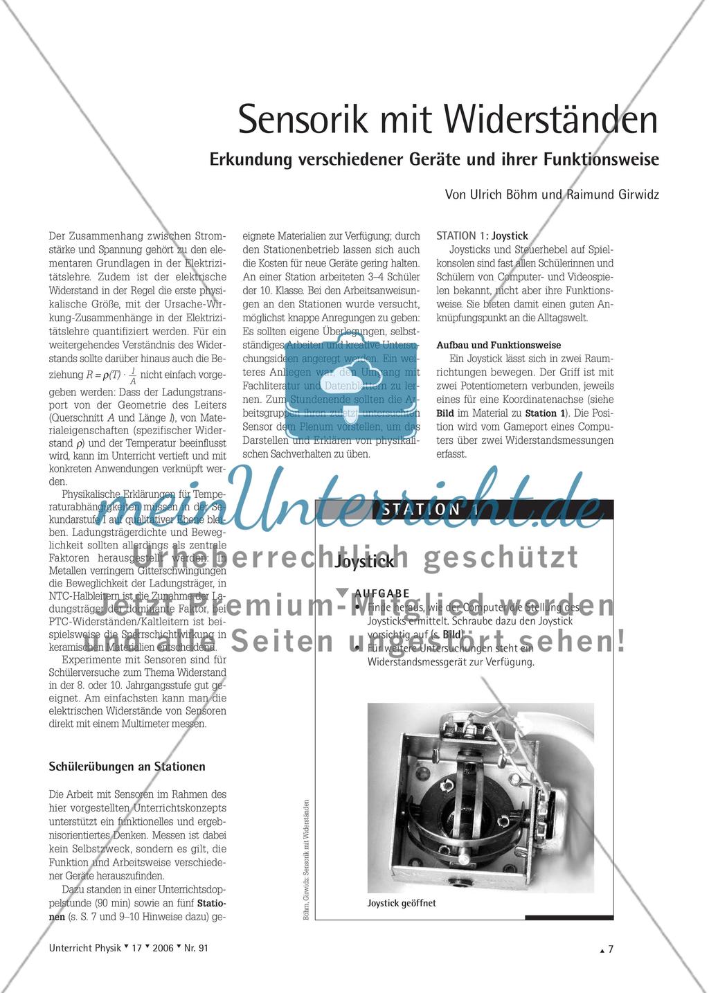 Sensorik mit Widerständen - Erkundung verschiedener Geräte und ihrer Funktionsweise Preview 1