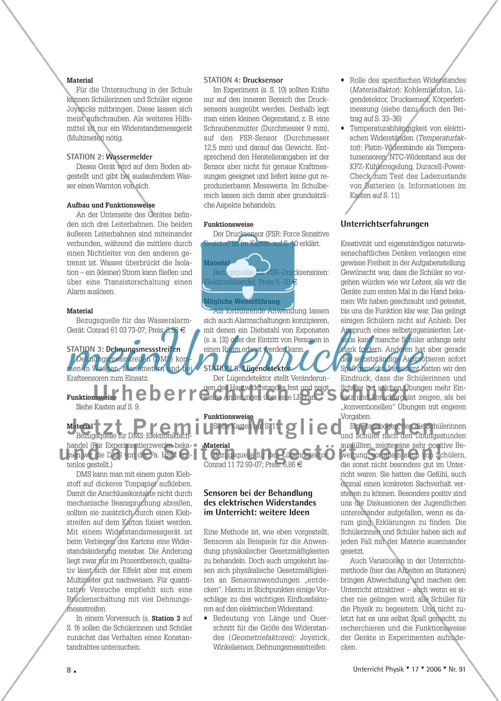 Sensorik mit Widerständen - Erkundung verschiedener Geräte und ihrer Funktionsweise Preview 2