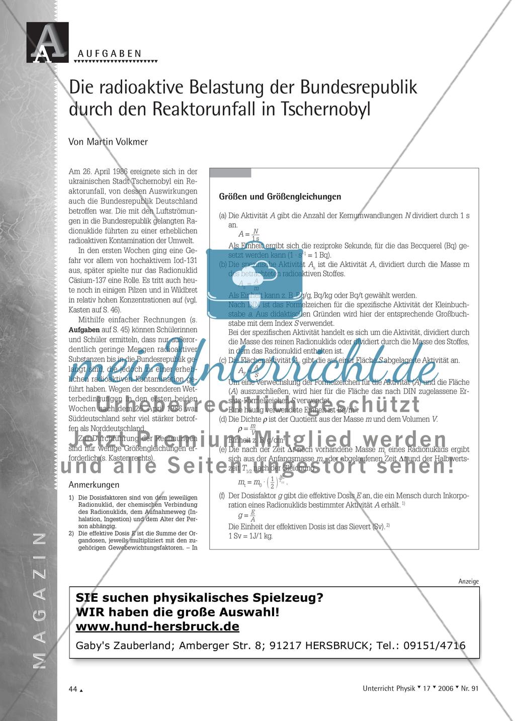 Die radioaktive Belastung der Bundesrepublik durch den Reaktorunfall in Tschernobyl Preview 1