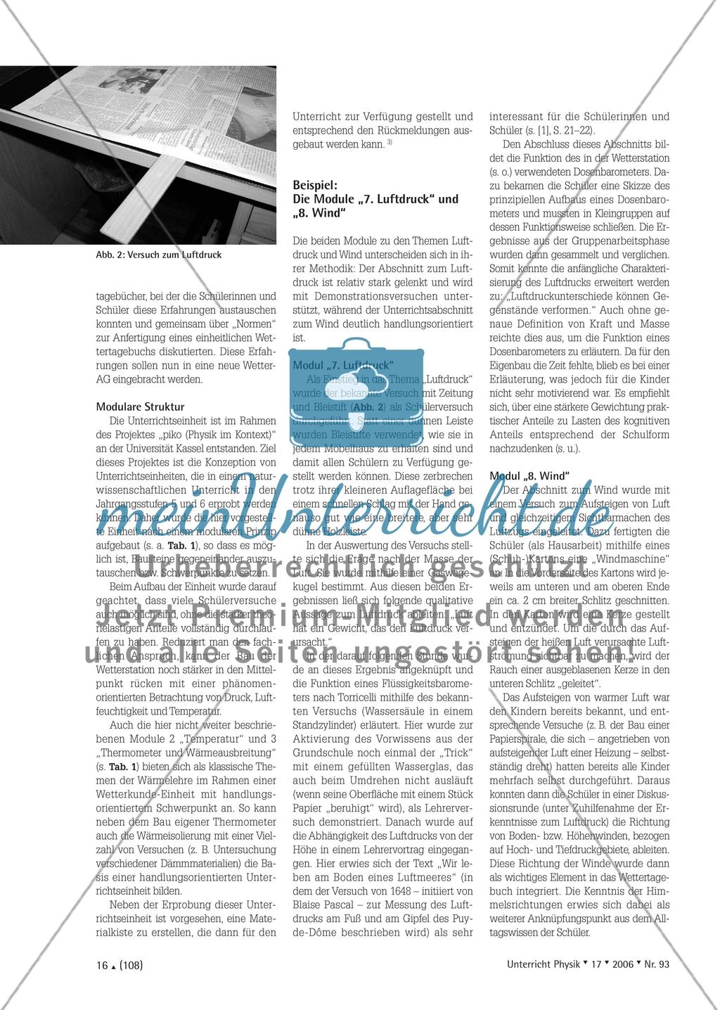 Wetter - Aufbau einer Unterrichtseinheit für den Physikunterricht (6. Klasse) Preview 3