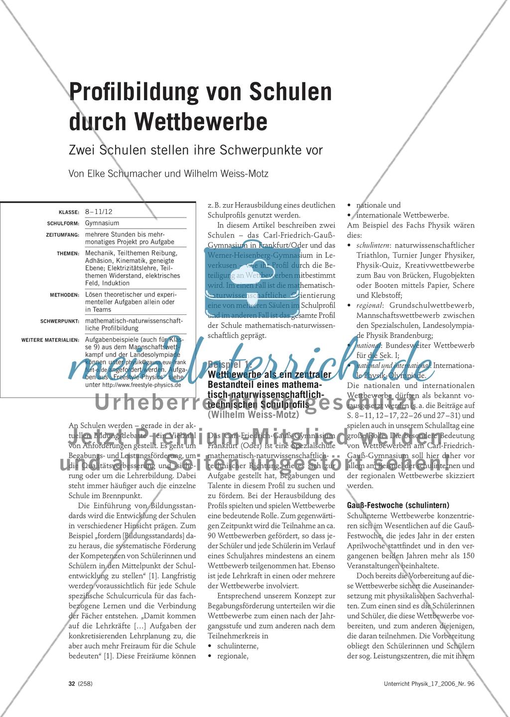 Profilbildung von Schulen durch Wettbewerbe - Zwei Schulen stellen ihre Schwerpunkte vor Preview 1