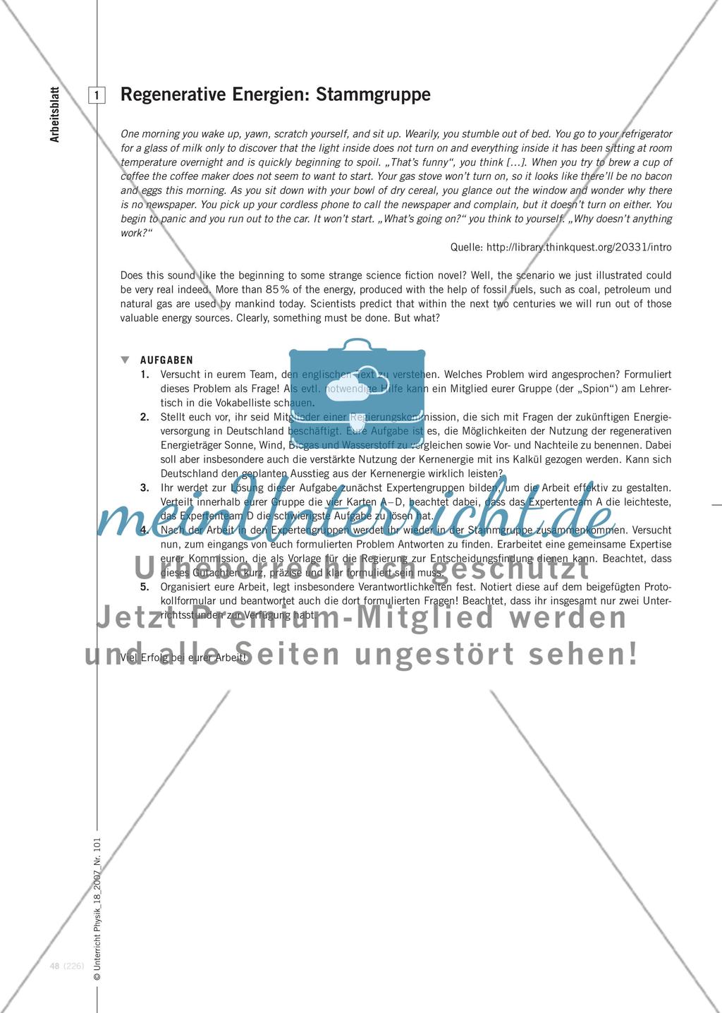 Gruppenpuzzle zum Thema Regenerative Energieträger Preview 4