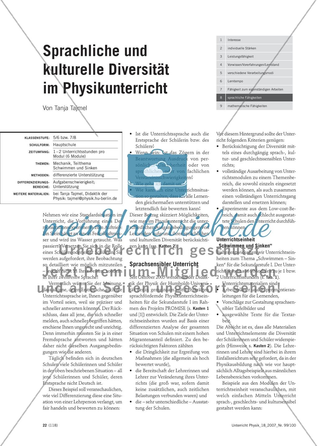 Sprachliche und kulturelle Diversität im Physikunterricht Preview 1
