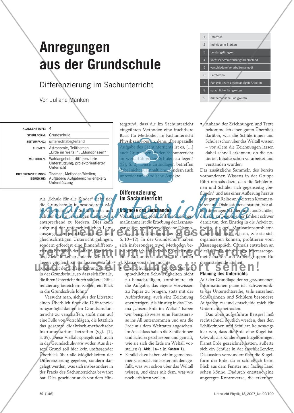 Anregungen aus der Grundschule - Differenzierung im Sachunterricht Preview 1