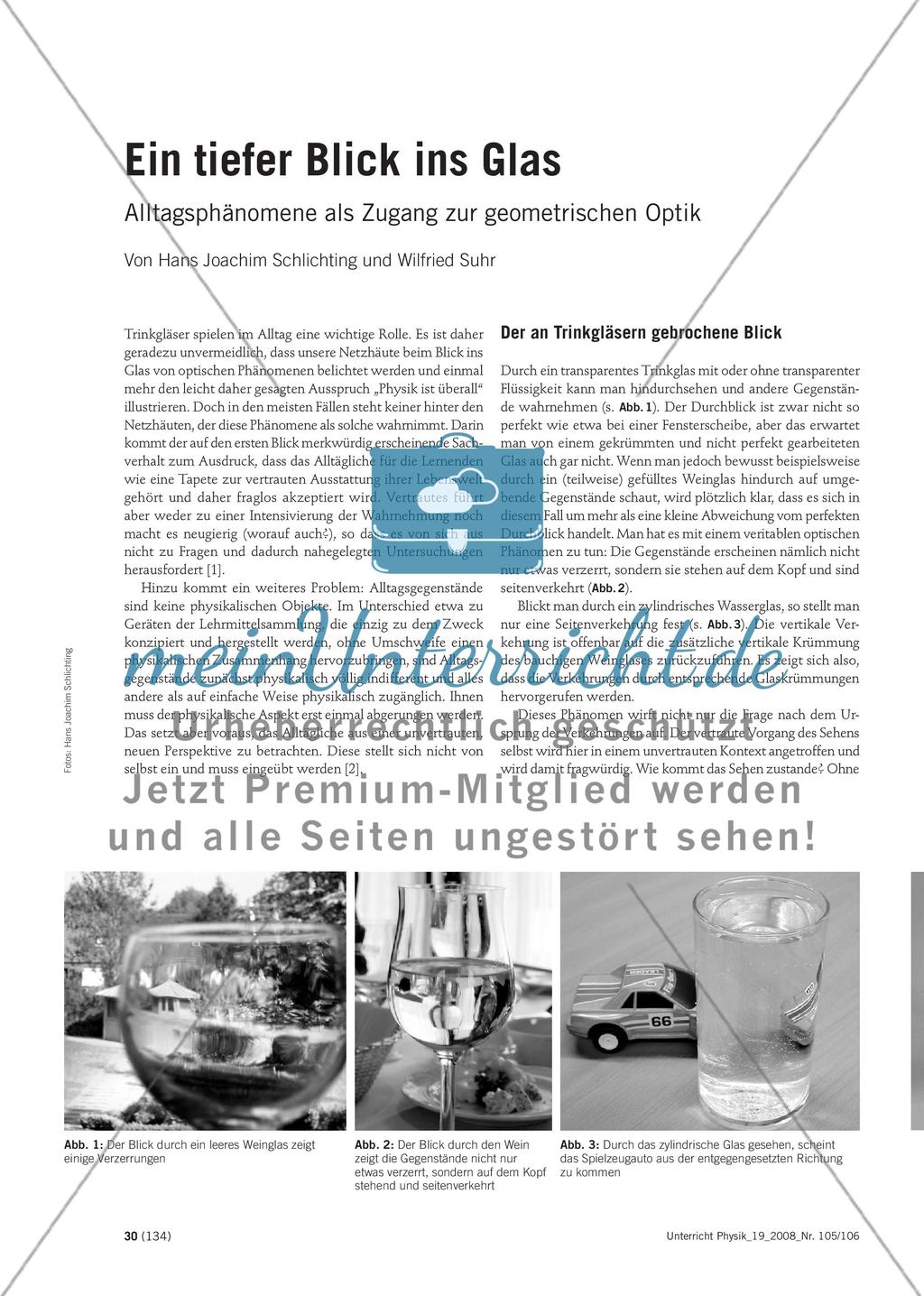 Ein tiefer Blick ins Glas - Alltagsphänomene als Zugang zur geometrischen Optik Preview 1