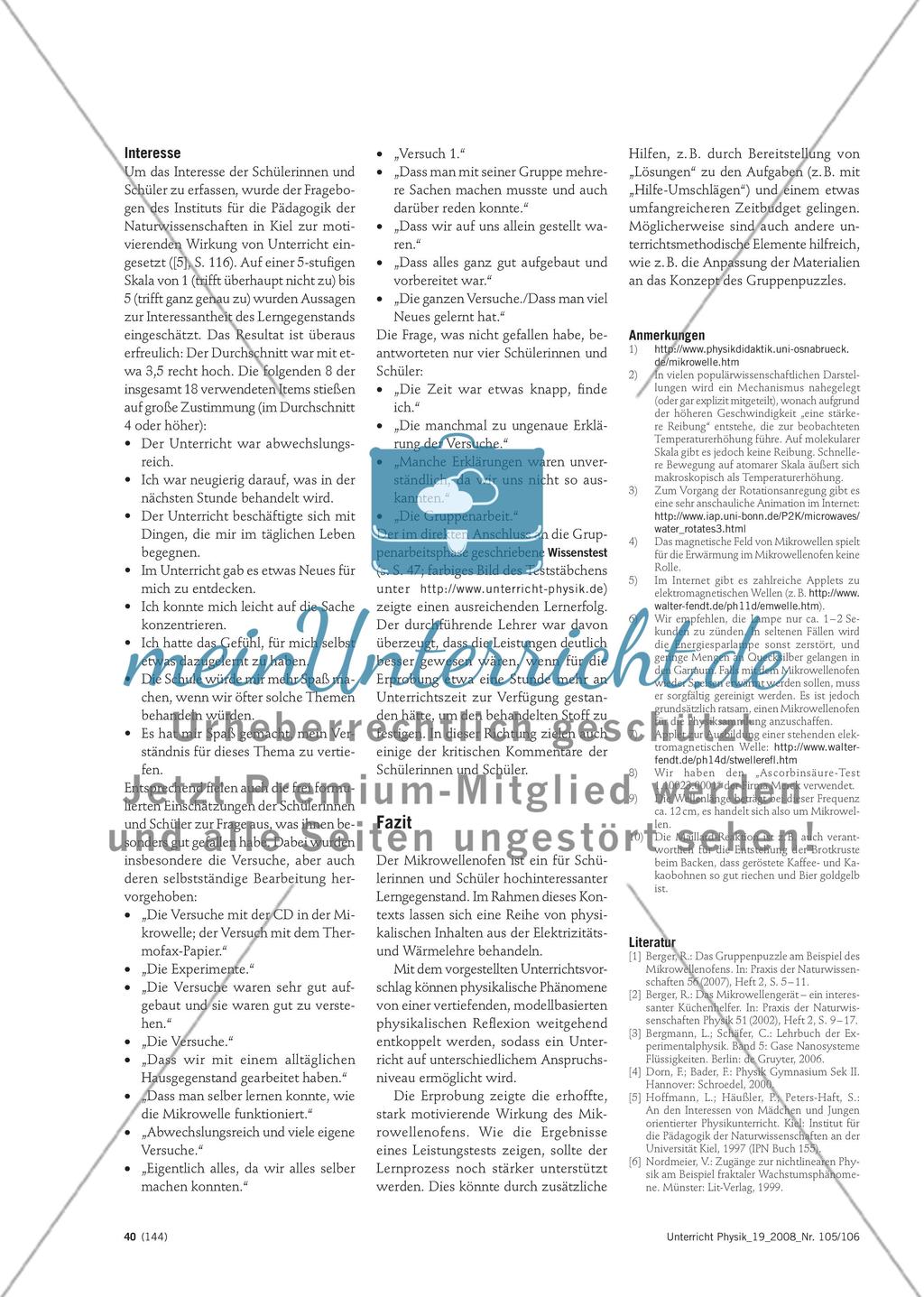 Wie funktioniert die Mikrowelle? - Untersuchungen am Mikrowellenofen im Physikunterricht der Sekundarstufe I Preview 7