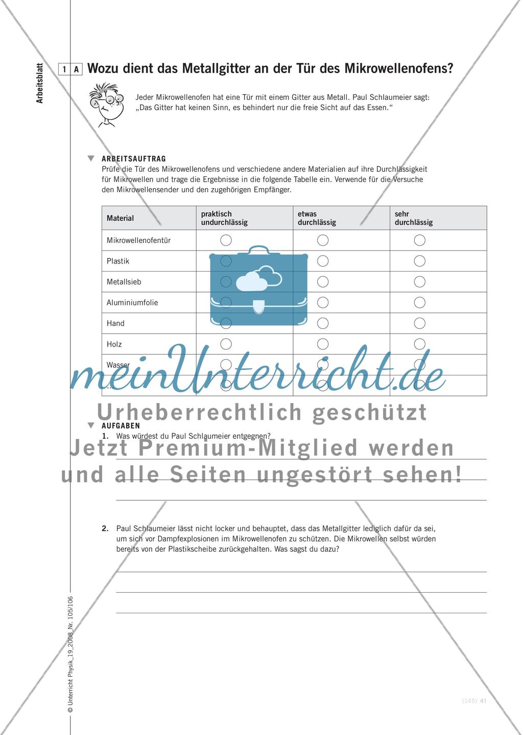 Wie funktioniert die Mikrowelle? - Untersuchungen am Mikrowellenofen im Physikunterricht der Sekundarstufe I Preview 8
