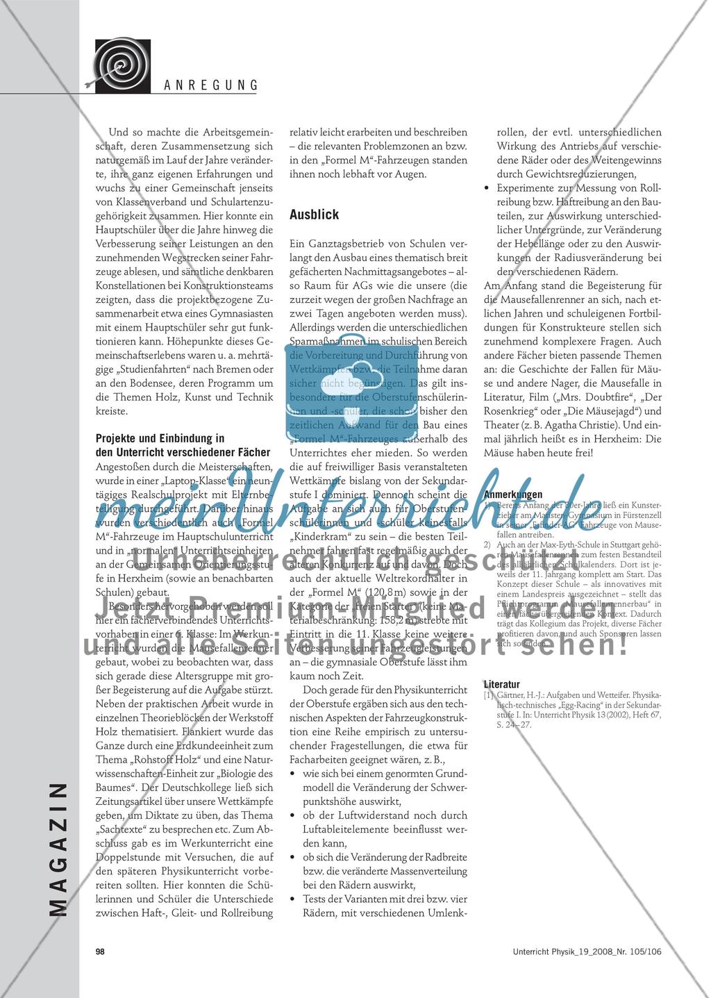 Rennen der schnellsten Mausefallen - Konstruktionsaufgaben als Element im Konzept einer Gesamtschule Preview 2