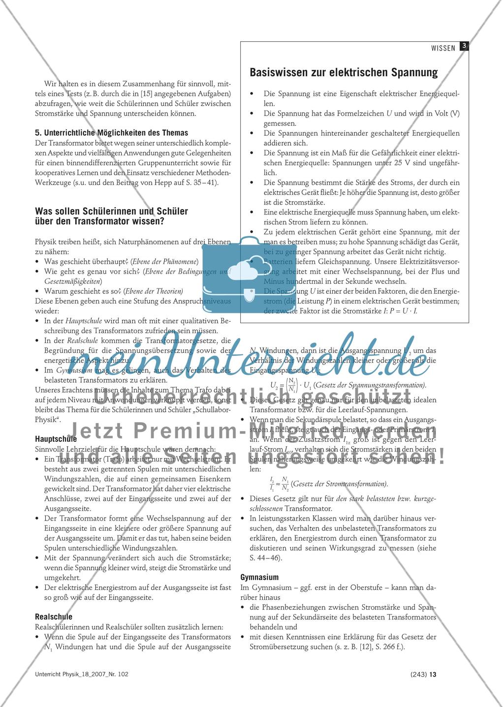 Unterrichten über den Transformator - Didaktische Aspekte eines problematischen Themas Preview 3