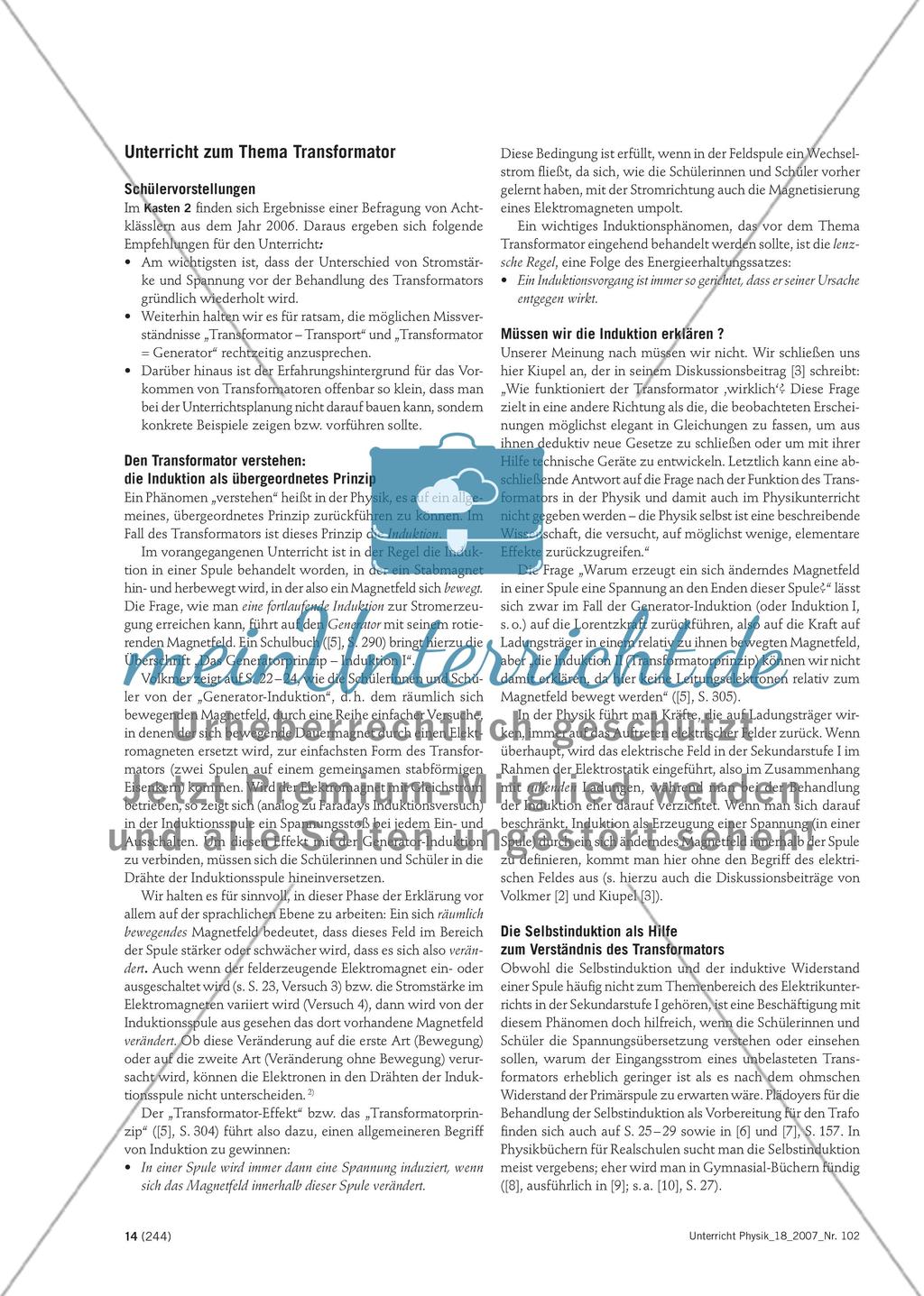 Unterrichten über den Transformator - Didaktische Aspekte eines problematischen Themas Preview 4