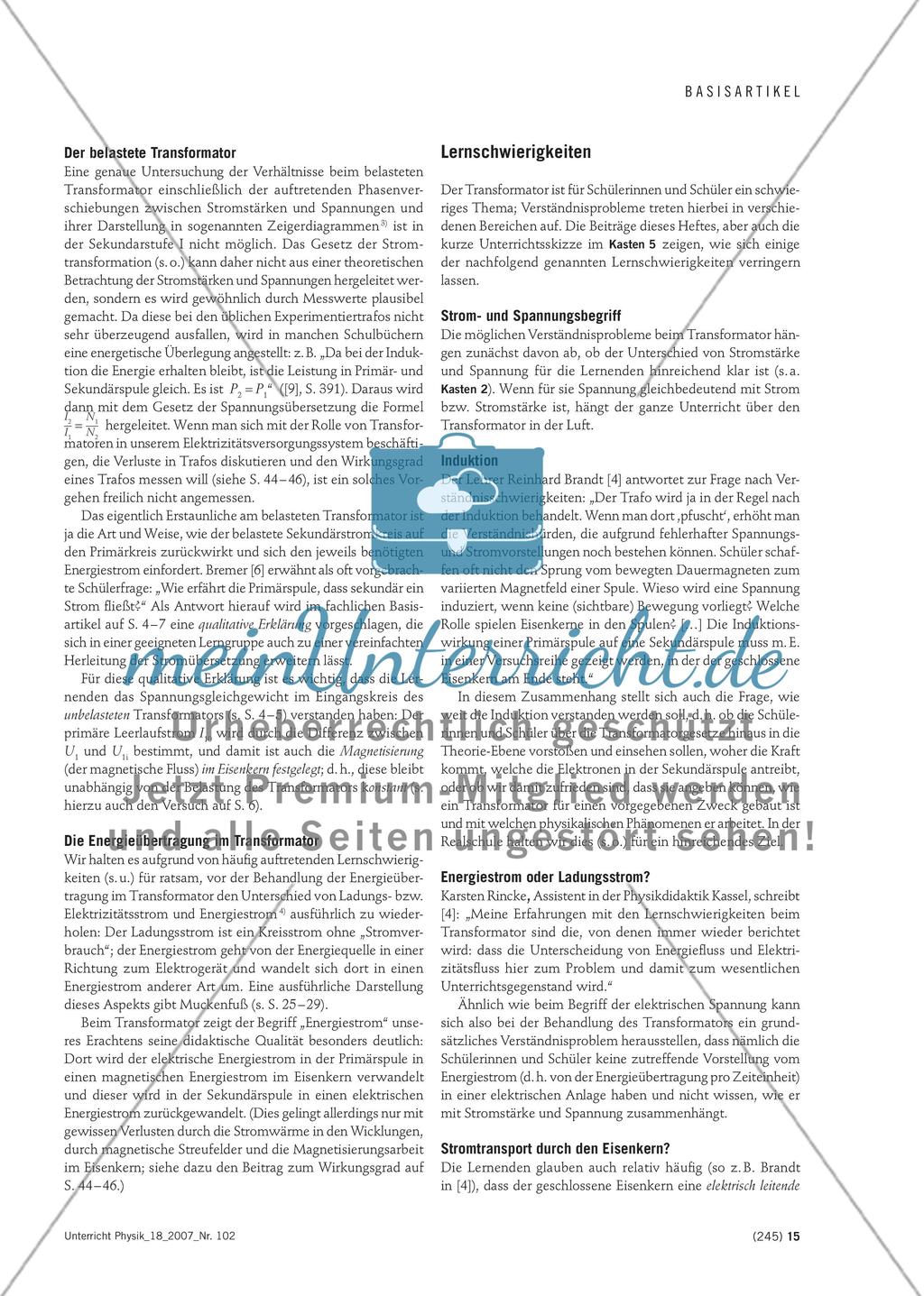 Unterrichten über den Transformator - Didaktische Aspekte eines problematischen Themas Preview 5