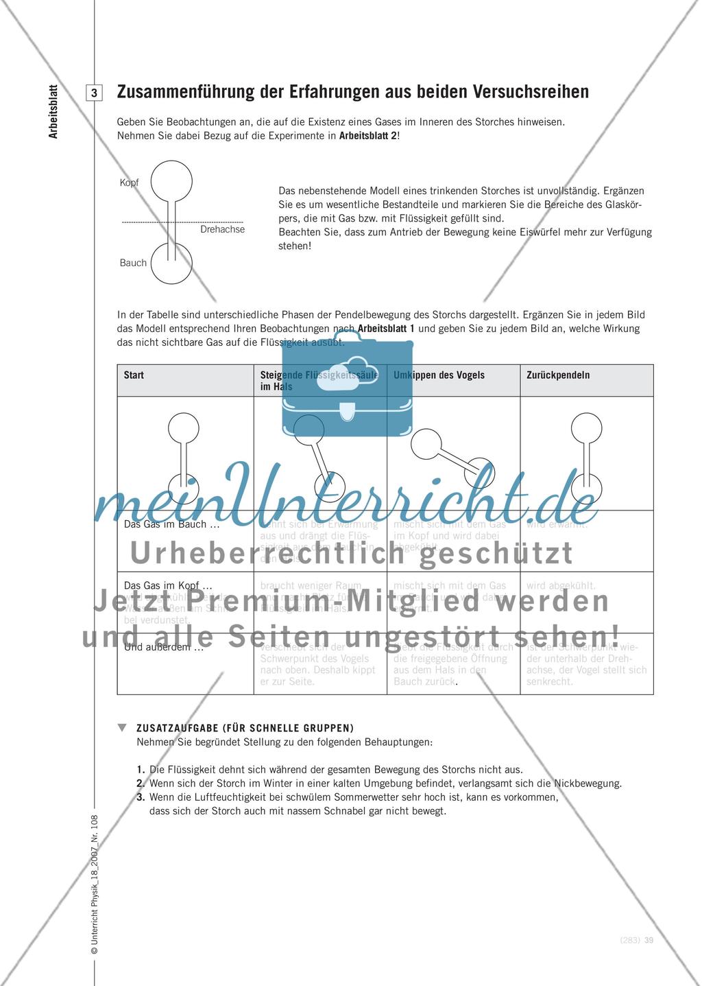 Der trinkende Storch - Experimentierserien als Ausgangspunkt für einen Unterricht über thermodynamischen Maschinen Preview 6
