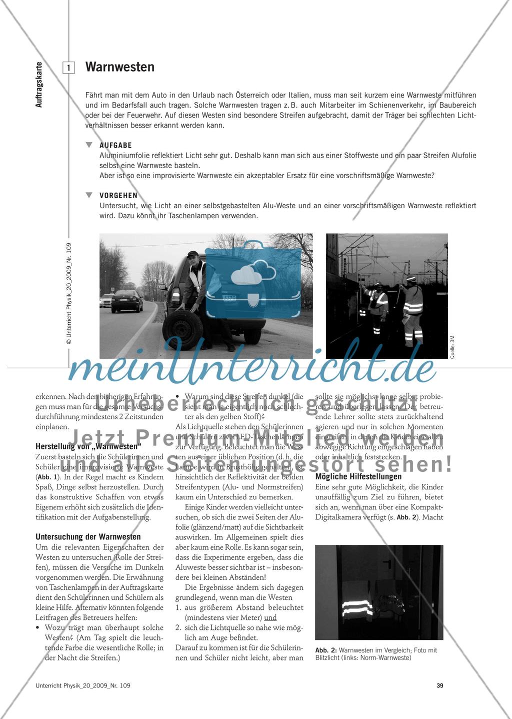 Retroreflexion an Warnwesten - Ein Vorschlag für die unterrichtliche Erkundung des Phänomens der Retroreflexion Preview 2