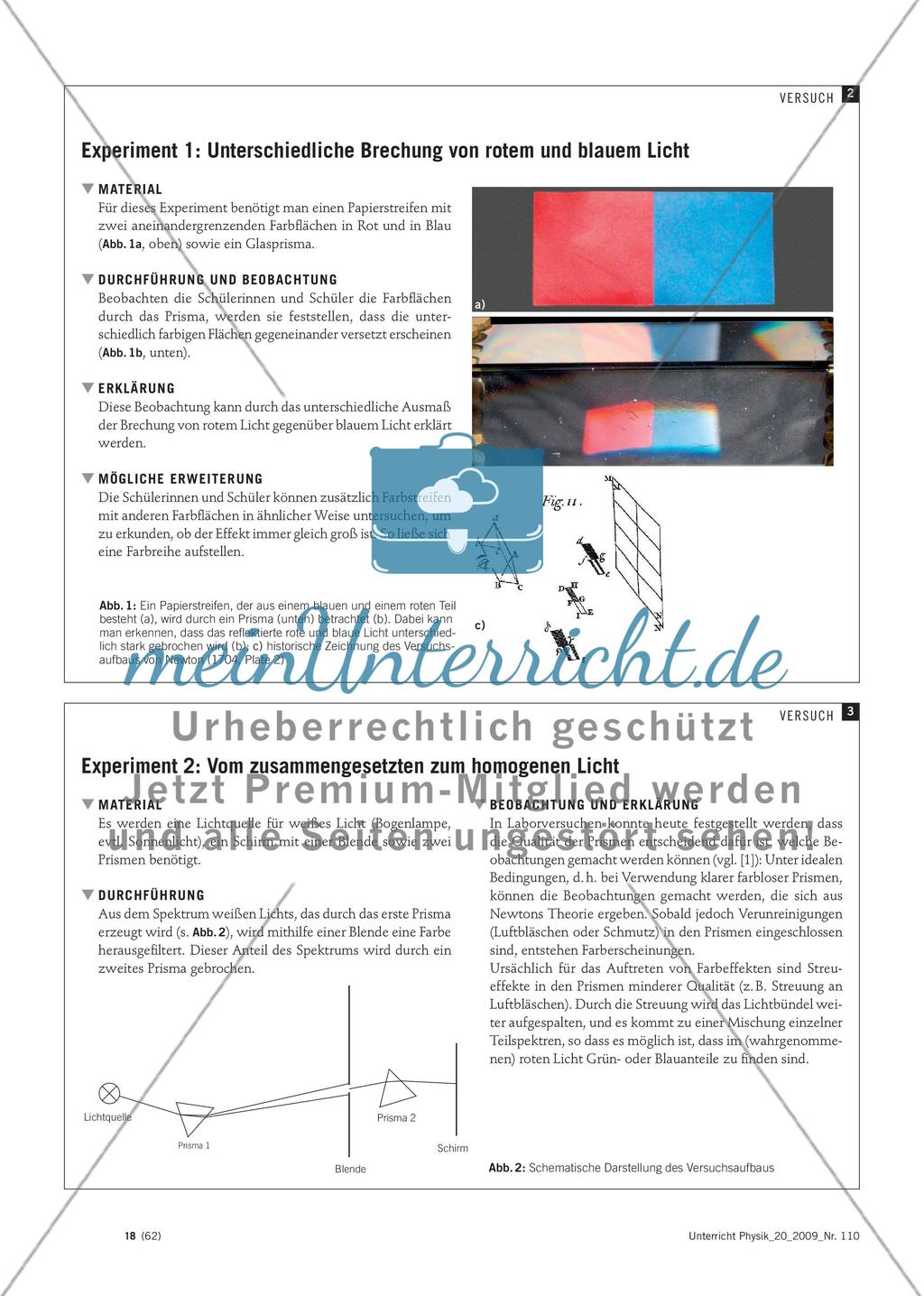 Auf den Spuren Newtons - Experimente zur Farbzerlegung und Farbmischung mit Prismen Preview 3