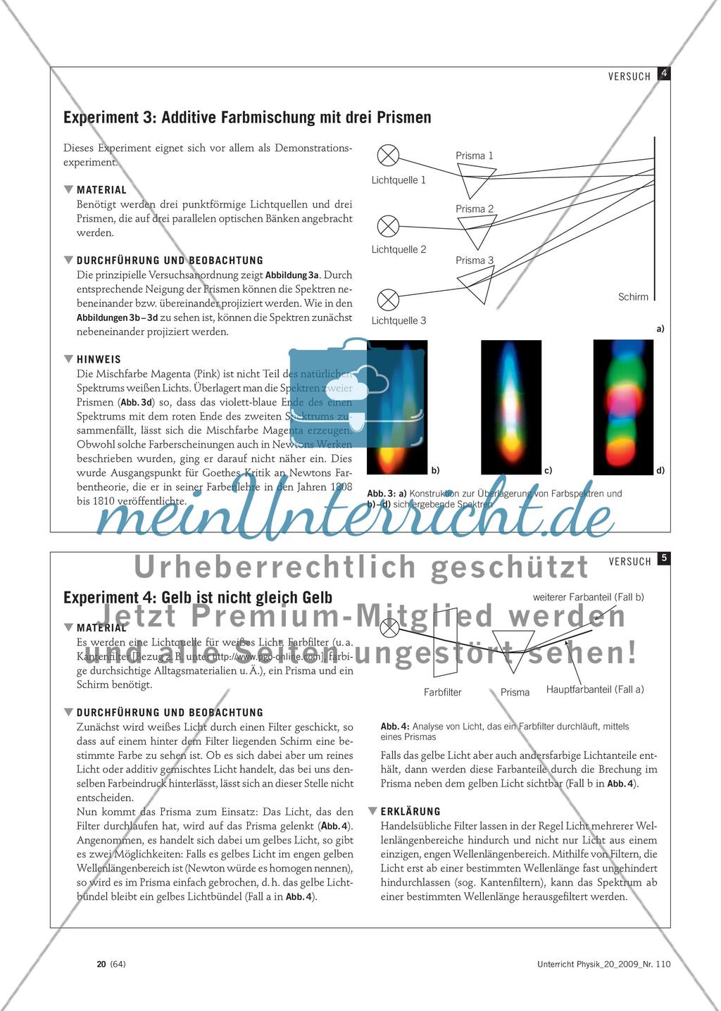 Auf den Spuren Newtons - Experimente zur Farbzerlegung und Farbmischung mit Prismen Preview 5