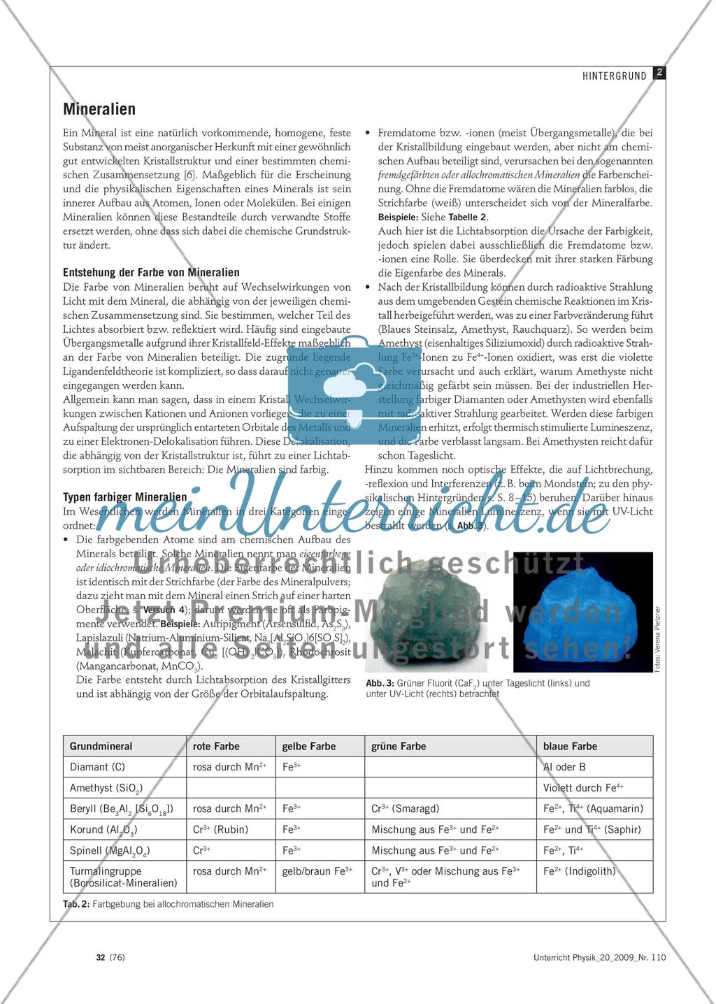 Leuchtende und bunte Steine - Licht und Farbe am Beispiel von Mineralien im Rahmen einer fachübergreifenden Unterrichtseinheit Preview 3