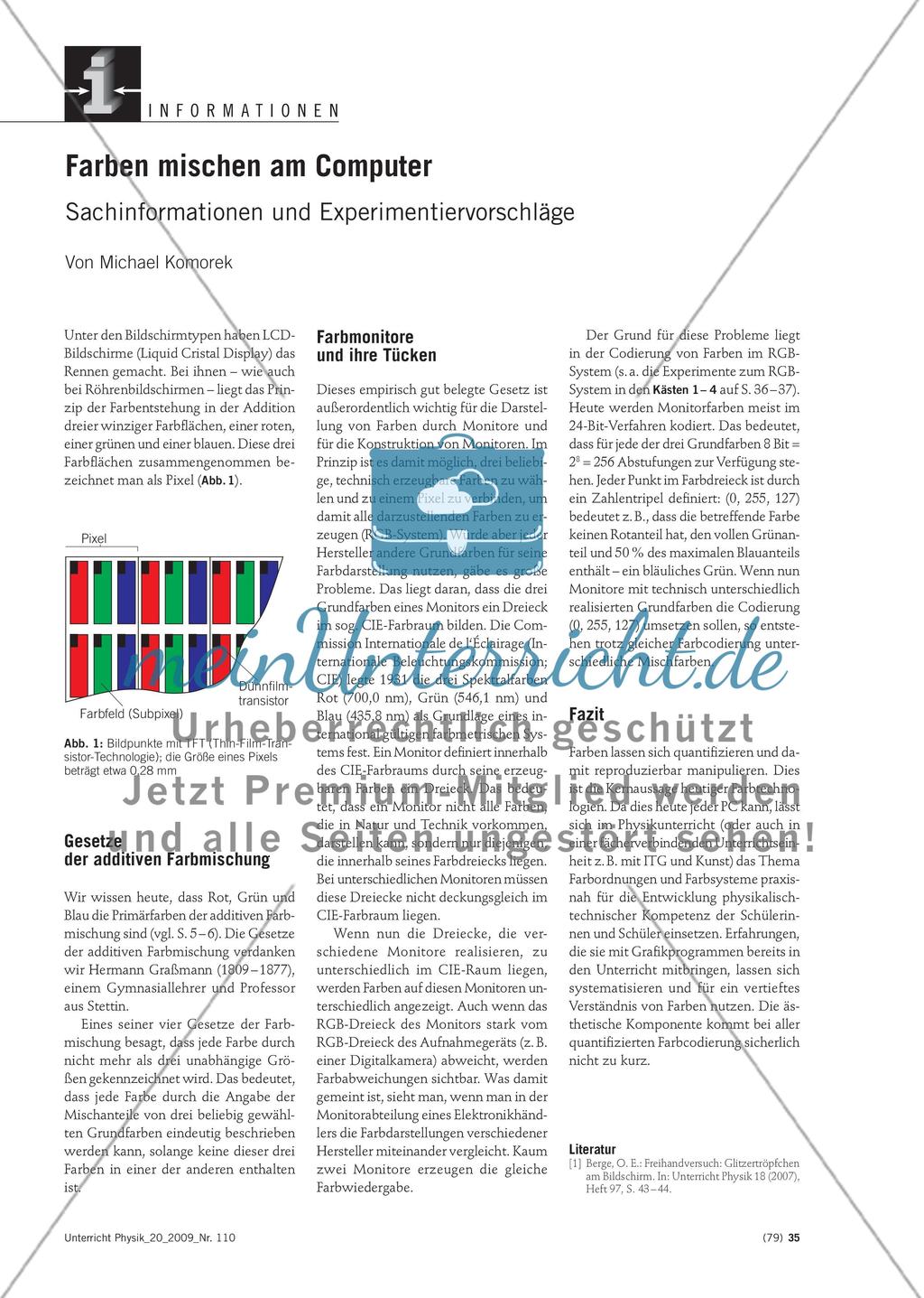 Farben mischen am Computer - Sachinformationen und Experimentiervorschläge Preview 1