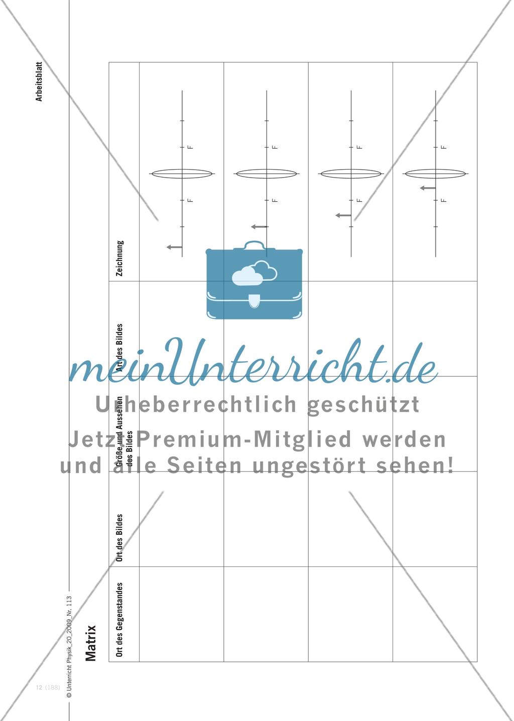 Bildentstehung an Sammellinsen - Systematisieren und Üben mit dem Methoden-Werkzeug „Matrix“ Preview 2