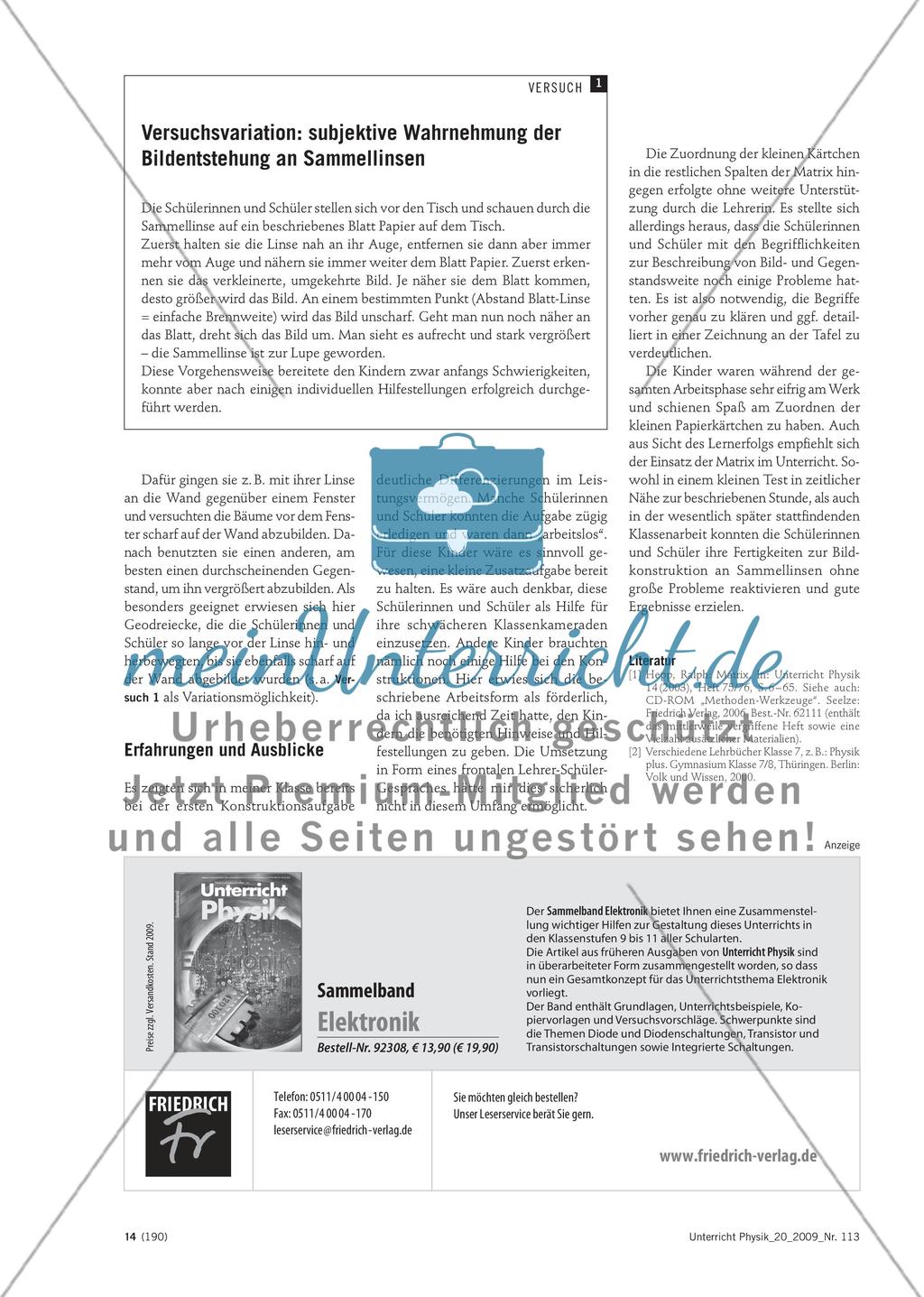 Bildentstehung an Sammellinsen - Systematisieren und Üben mit dem Methoden-Werkzeug „Matrix“ Preview 4