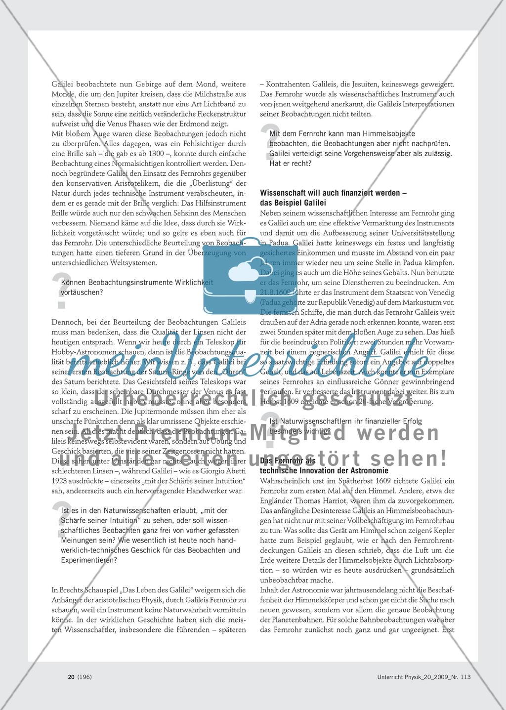Das Fernrohr Galileis - Materialien für Unterricht zur Wissenschaftsgeschichte und zum Nachdenken über die Natur der Naturwissenschaften Preview 3