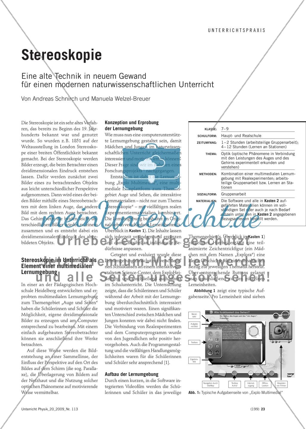 Stereoskopie - Eine alte Technik in neuem Gewand für einen modernen naturwissenschaftlichen Unterricht Preview 1