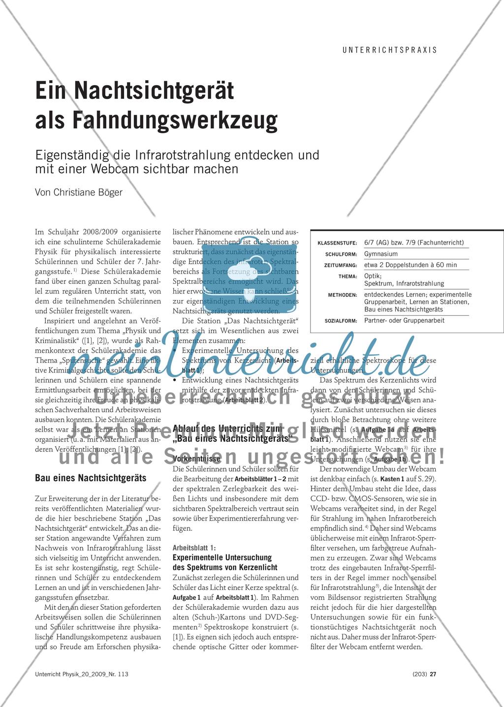 Ein Nachtsichtgerät als Fahndungswerkzeug - Eigenständig die Infrarotstrahlung entdecken und mit einer Webcam sichtbar machen Preview 1