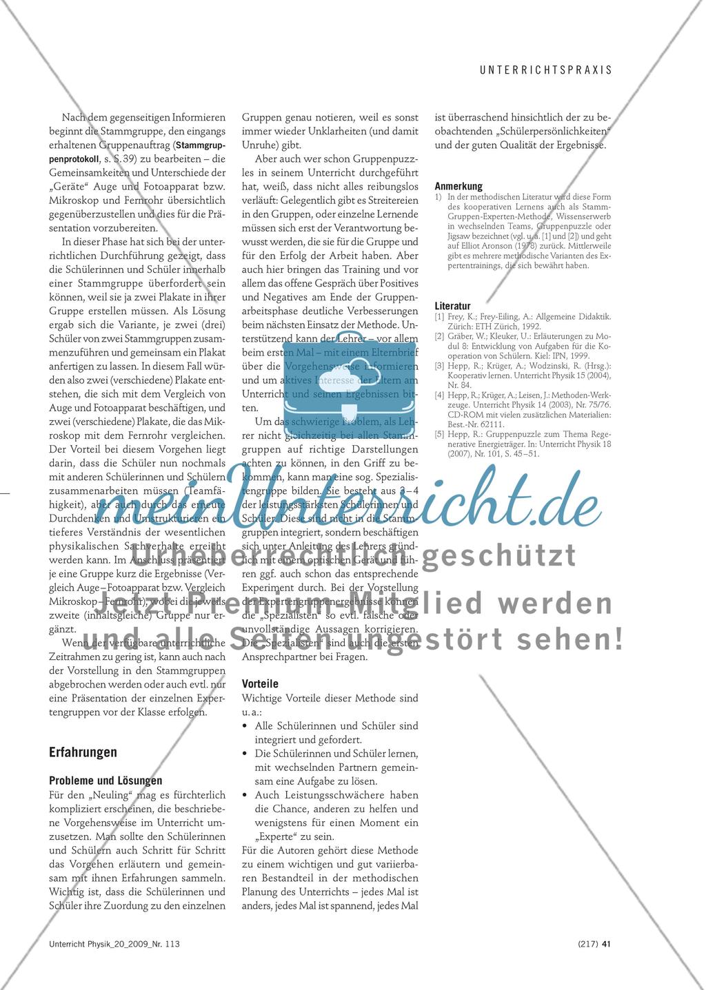 Optische Geräte im Vergleich - Expertentraining – eine Möglichkeit zur Behandlung des Themas optische Geräte Preview 4