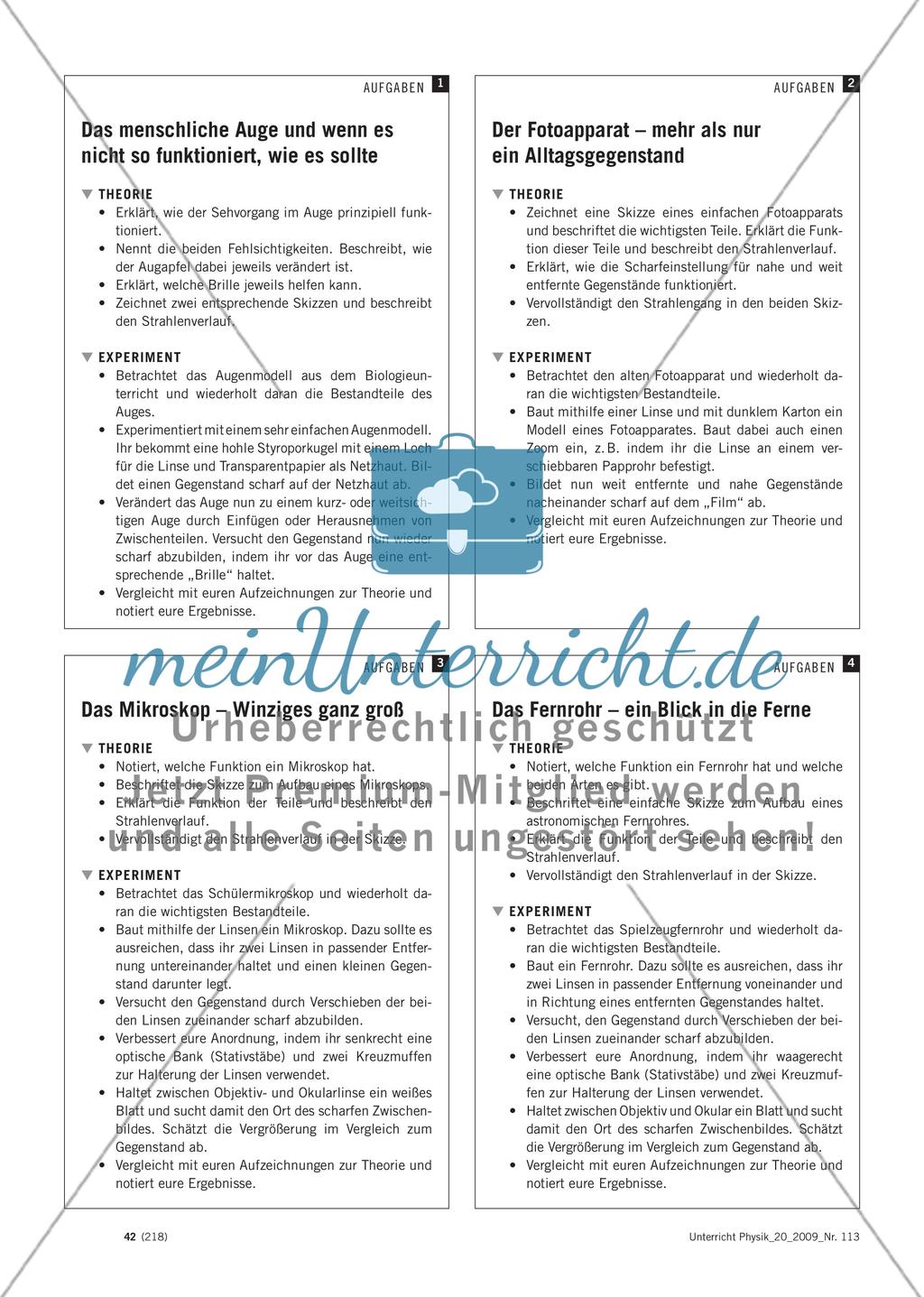 Optische Geräte im Vergleich - Expertentraining – eine Möglichkeit zur Behandlung des Themas optische Geräte Preview 5