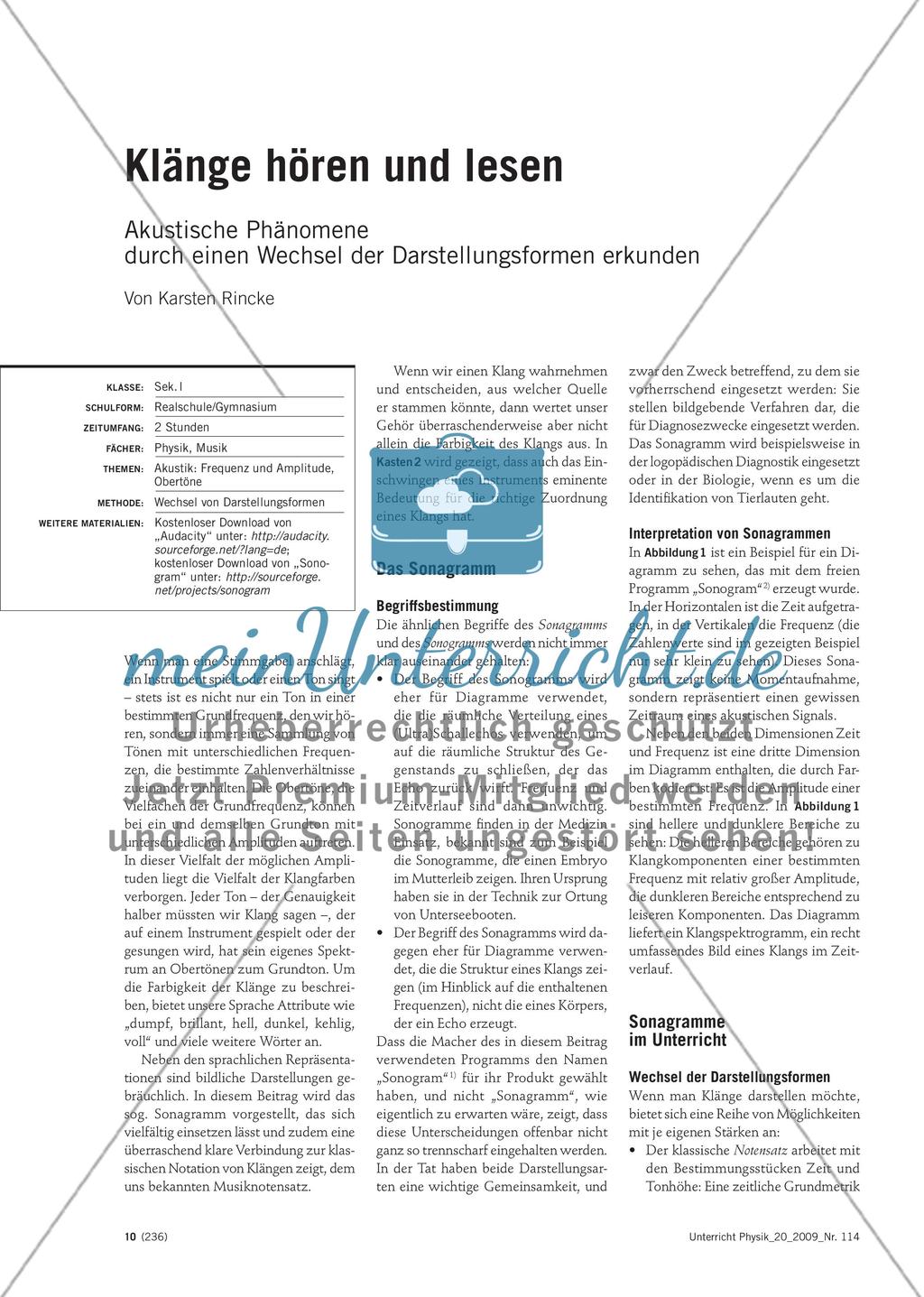 Klänge hören und lesen - Akustische Phänomene durch einen Wechsel der Darstellungsformen erkunden Preview 1