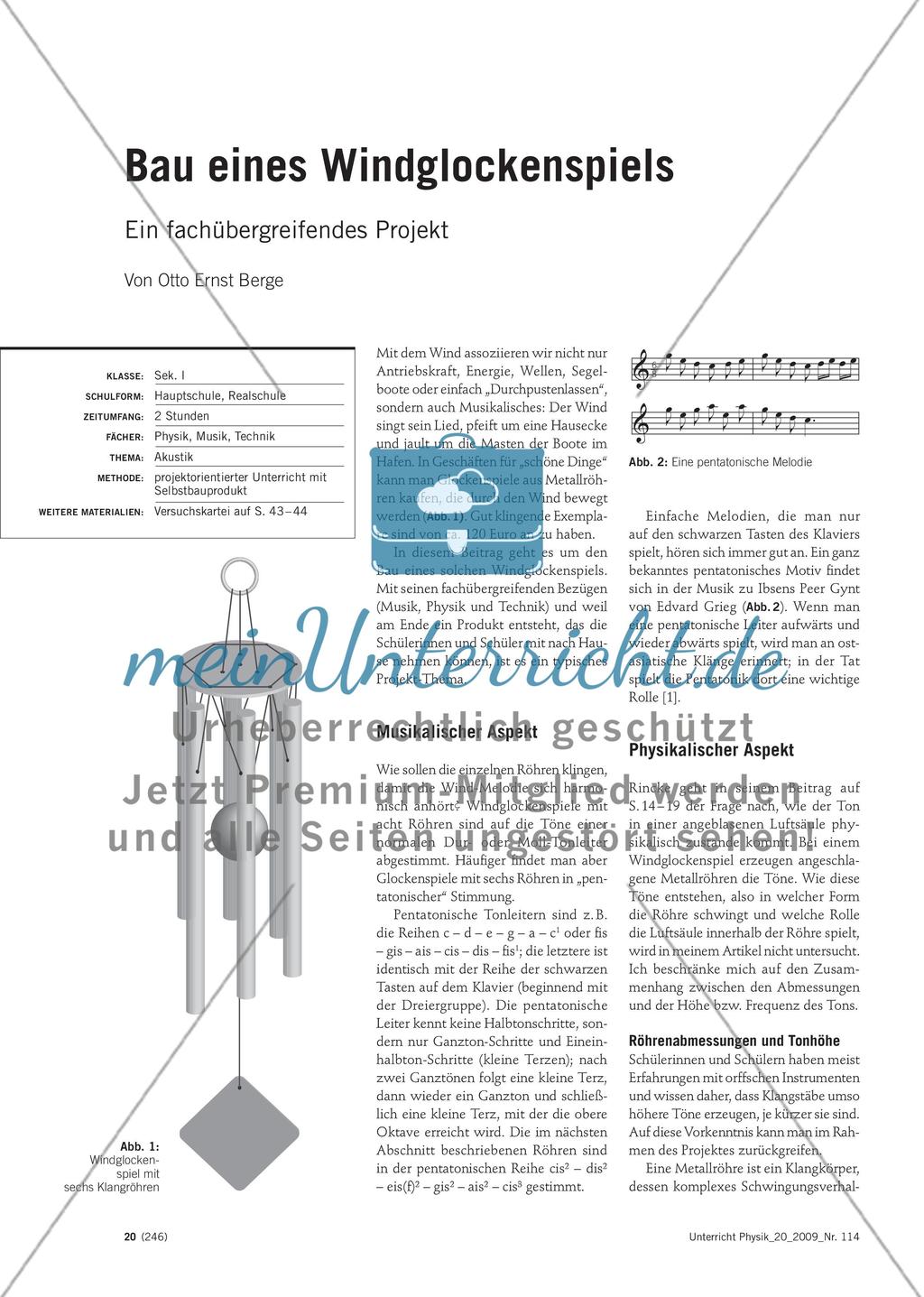 Bau eines Windglockenspiels - Ein fachübergreifendes Projekt Preview 1