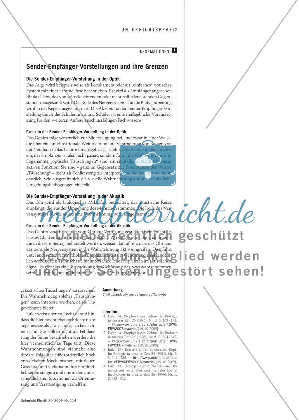 Unsere Ohren lassen von sich hören - Psychoakustische Versuche mit dem Computer Preview 2