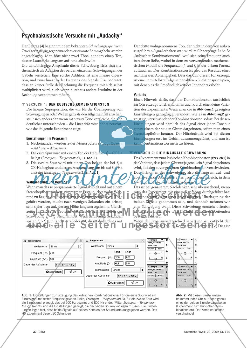 Unsere Ohren lassen von sich hören - Psychoakustische Versuche mit dem Computer Preview 3