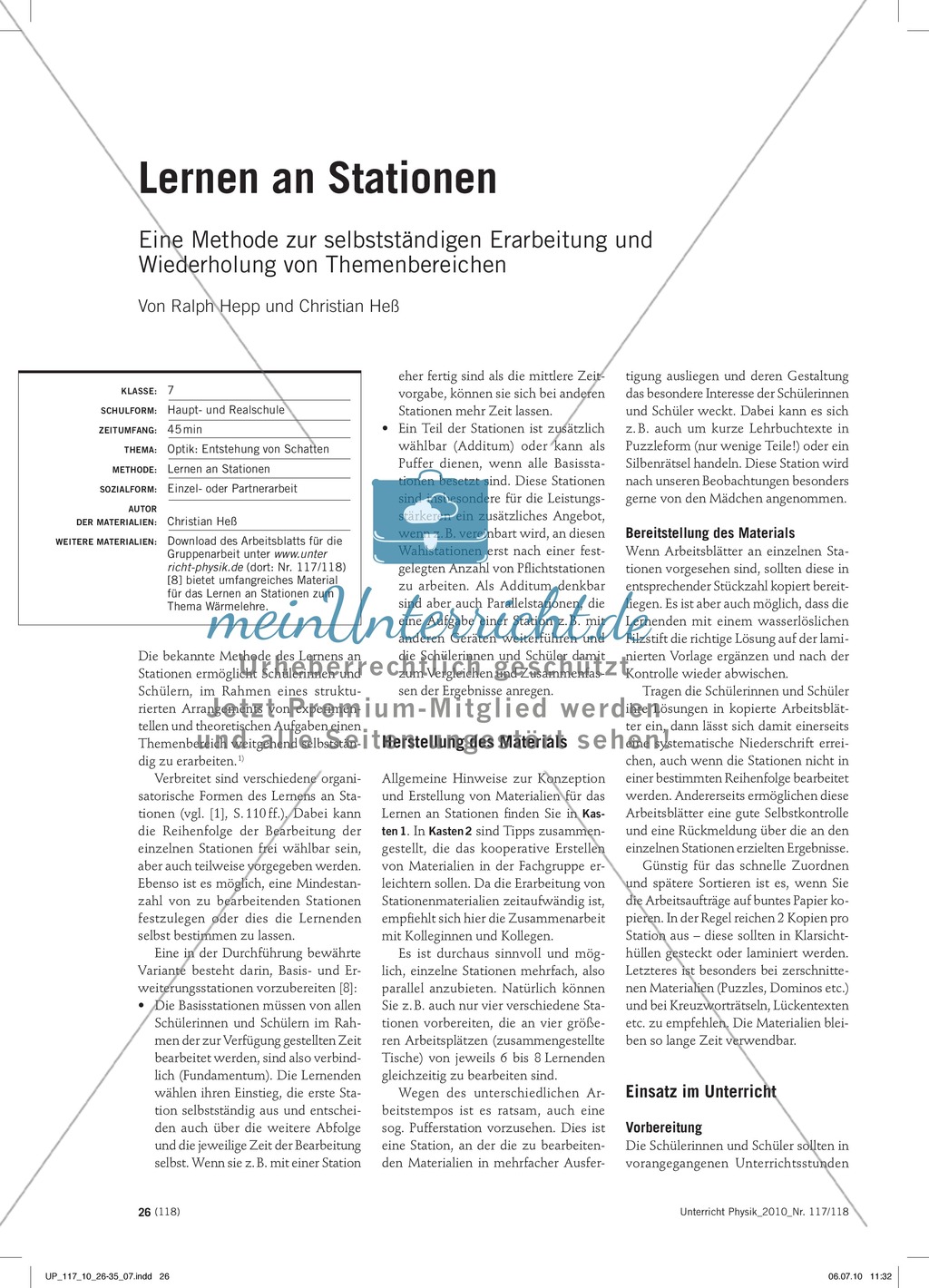 Infotext: Regeln für das Arbeiten an Stationen. Preview 1