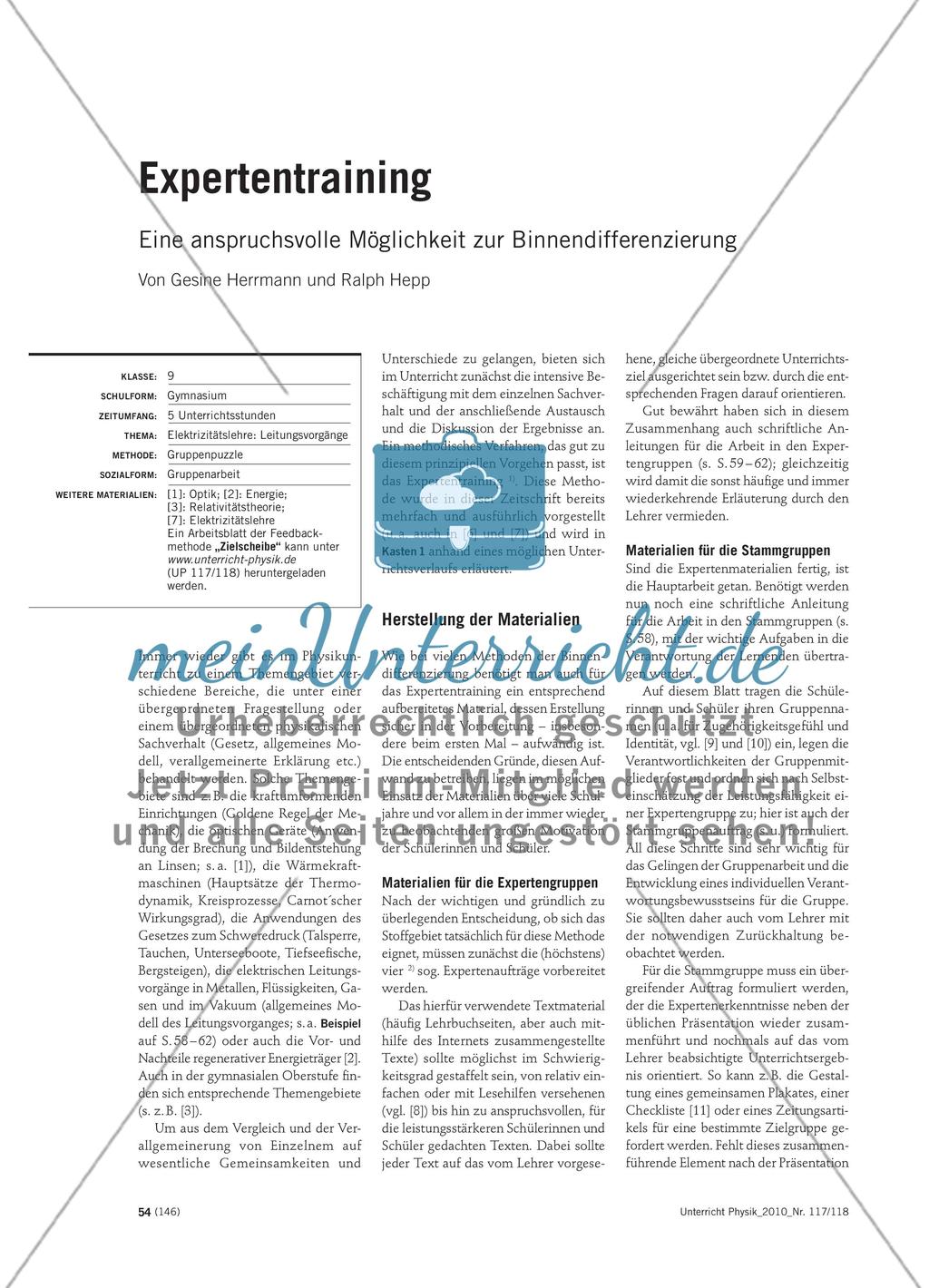 Expertentraining - Eine anspruchsvolle Möglichkeit zur Binnendifferenzierung Preview 1