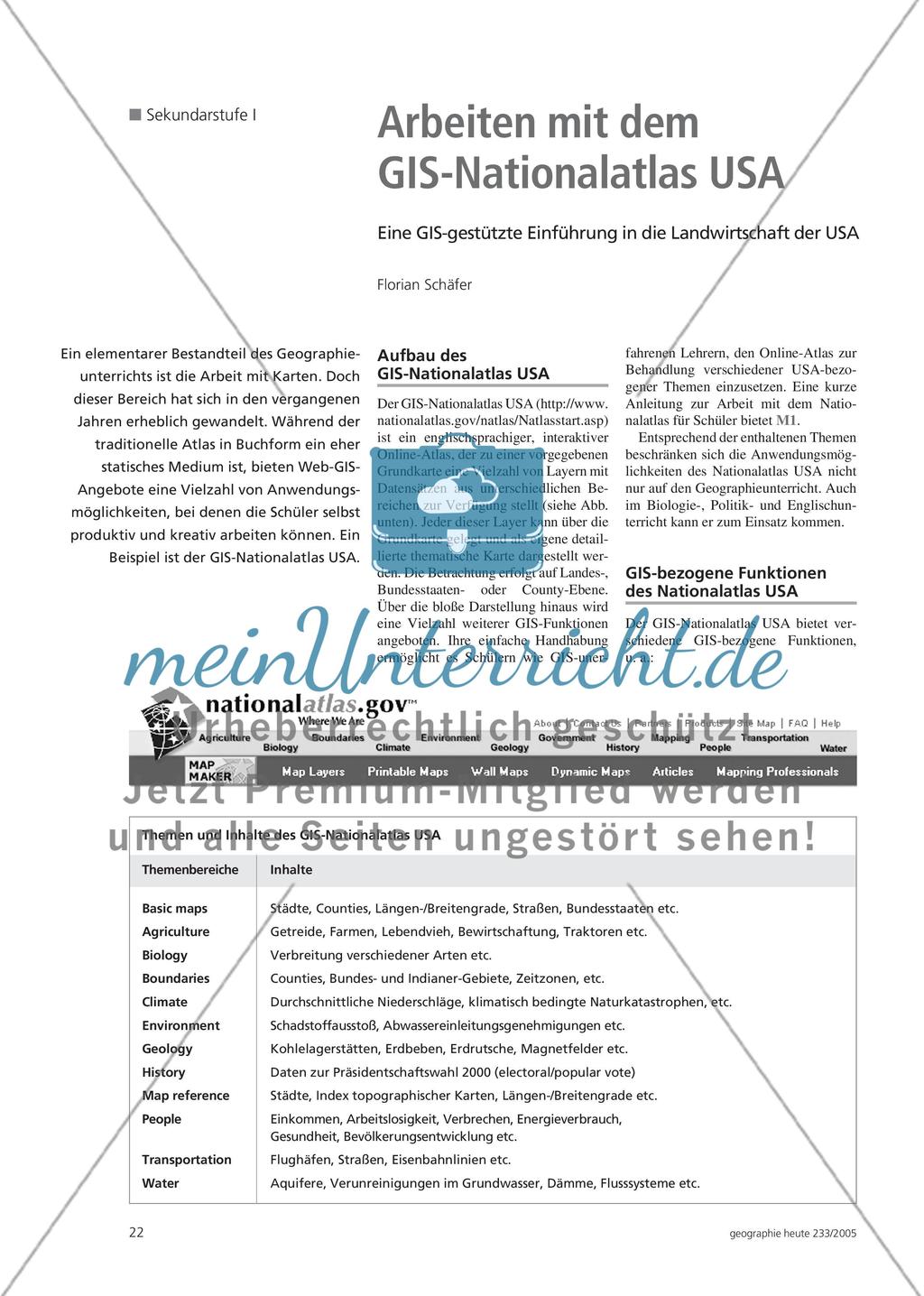 Arbeiten mit dem GIS-Nationalatlas USA - Eine GIS-gestützte Einführung in die Landwirtschaft der USA Preview 1