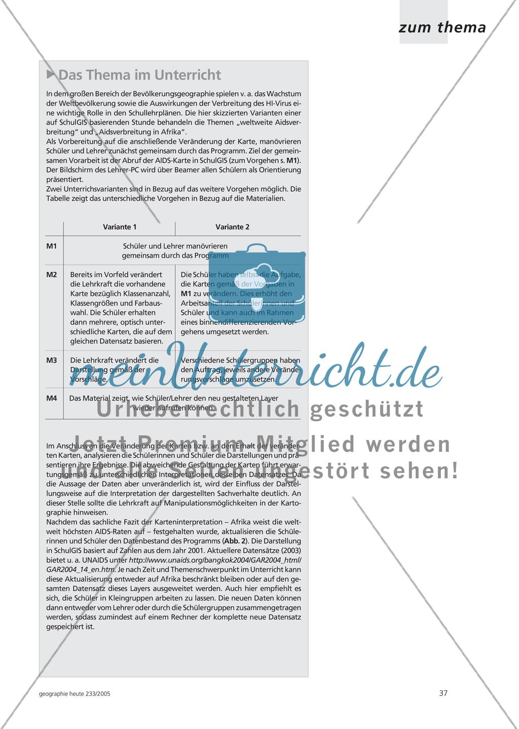 Bevölkerungsgeographie mit GIS-Datensätzen - HIV in Afrika Preview 2