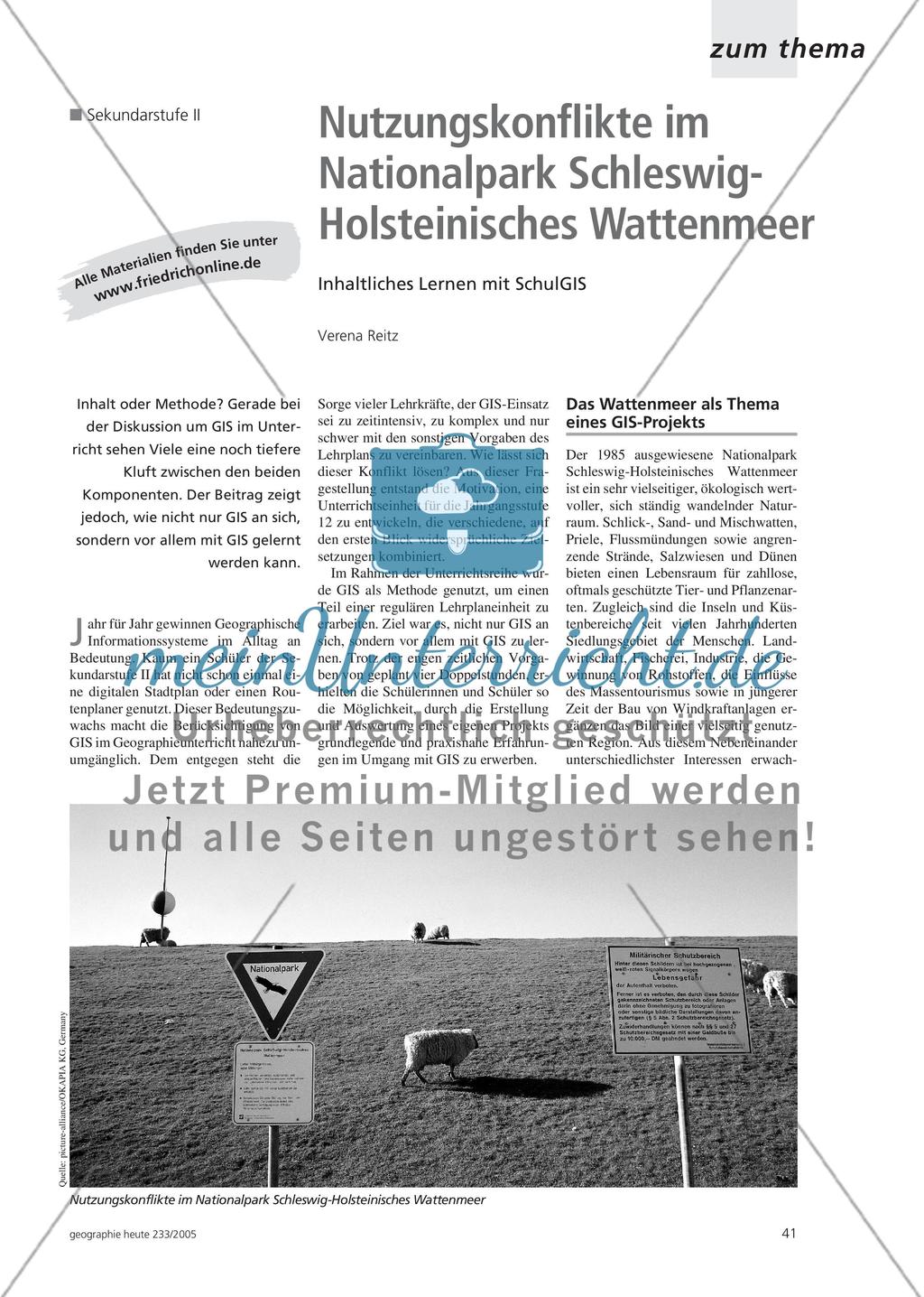 Nutzungskonflikte im Nationalpark SchleswigHolsteinisches Wattenmeer - Inhaltliches Lernen mit SchulGIS Preview 1