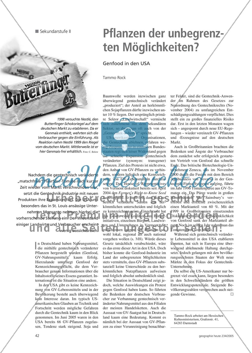 Pflanzen der unbegrenzten Möglichkeiten? - Genfood in den USA Preview 1