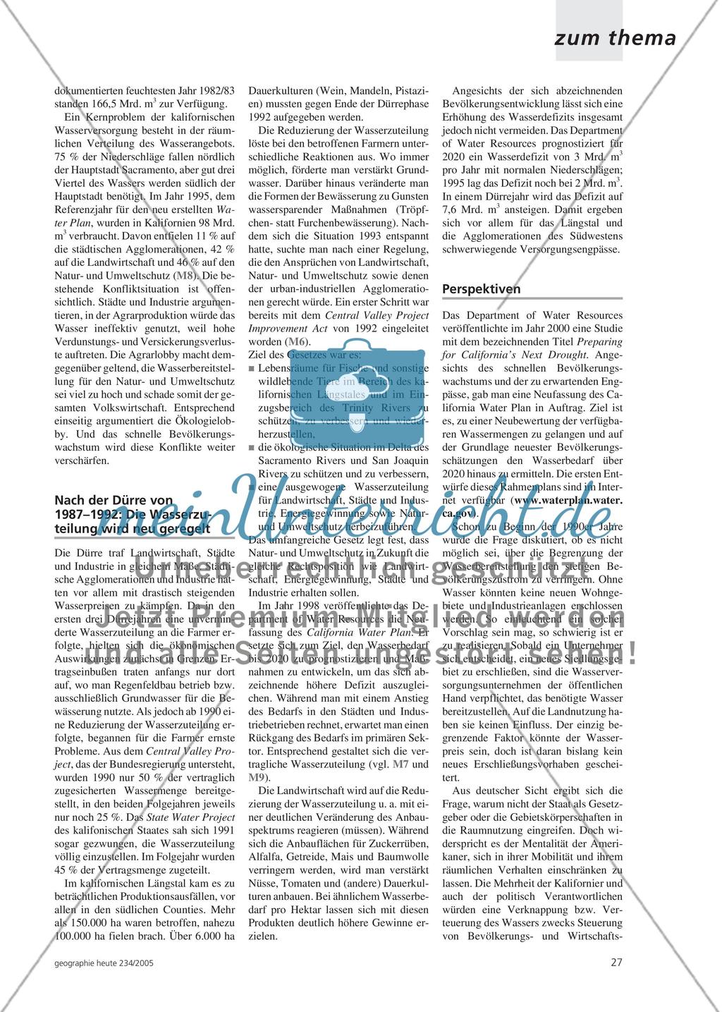Wasserverknappung in Kalifornien - Eine Ressource im Widerstreit unterschiedlicher Nutzungsansprüche Preview 2