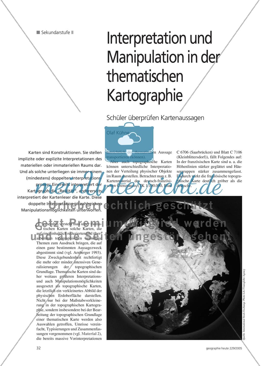 Interpretation und Manipulation in der thematischen Kartographie - Schüler überprüfen Kartenaussagen Preview 1