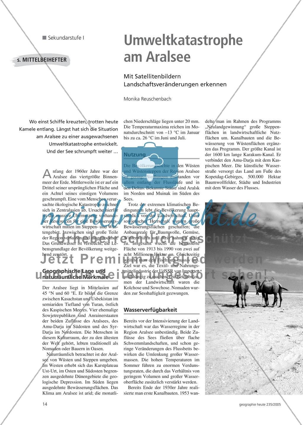 Umweltkatastrophe am Aralsee - Mit Satellitenbildern Landschaftsveränderungen erkennen Preview 1