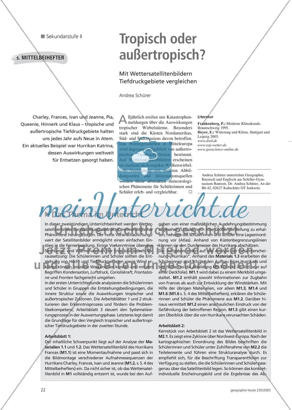 Tropisch oder außertropisch? - Mit Wettersatellitenbildern Tiefdruckgebiete vergleichen Preview 1