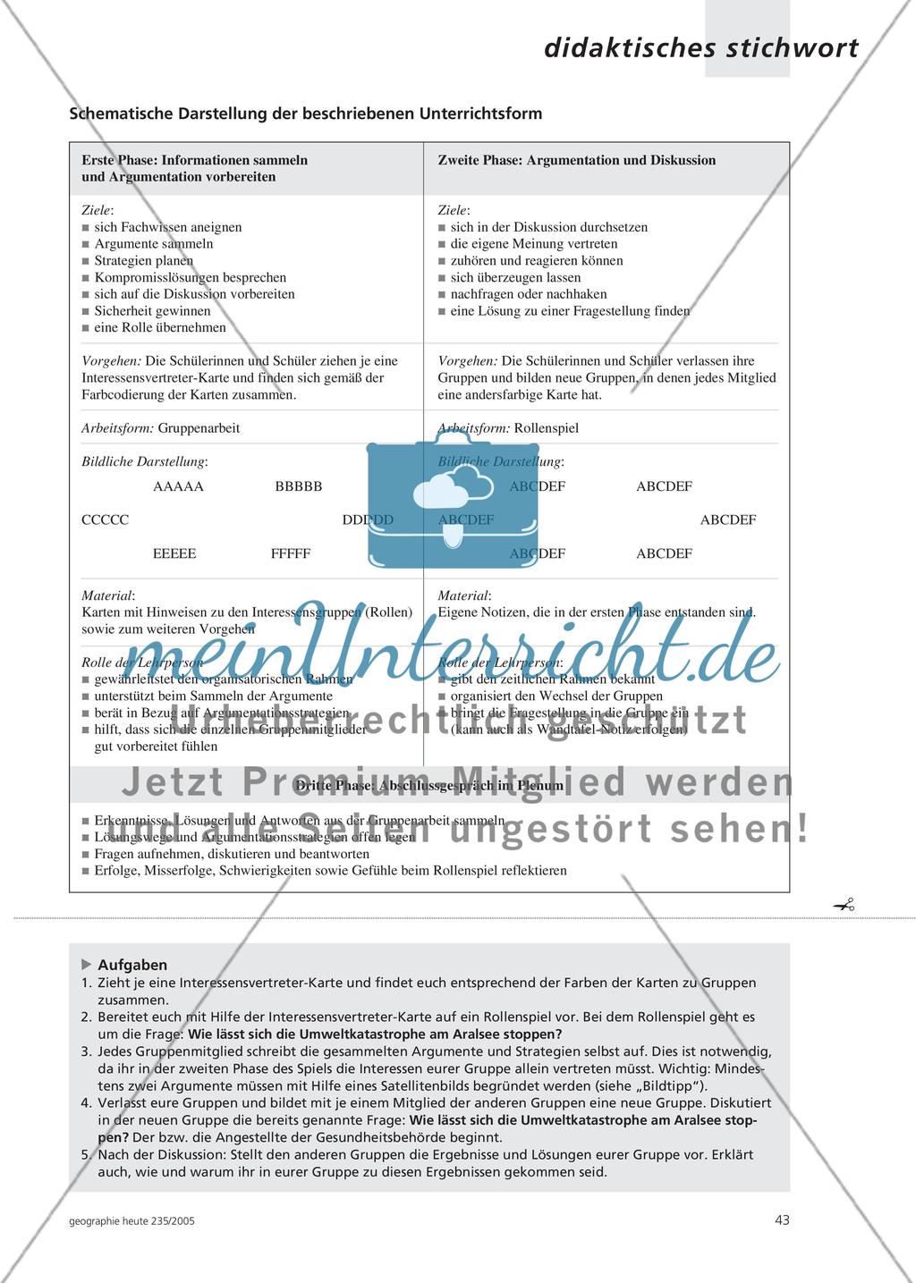 Das Gruppenpuzzle als Rollenspiel - Eine Unterrichtsform für die Bewertung der Umweltkatastrophe am Aralsee. Preview 2